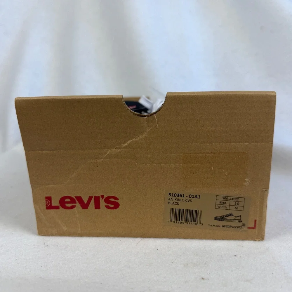 Levis Anikin C CVS Mens US 10 UK 9 Black Canvas Low Top Sneakers New